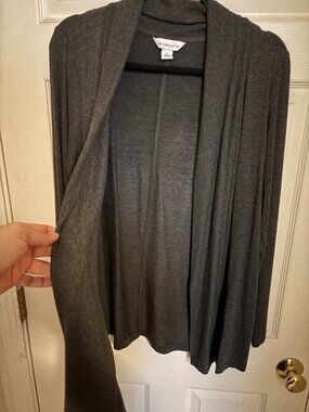 Liz Claiborne Heather Charcoal Gray Open Design Drapey Cardigan (M)